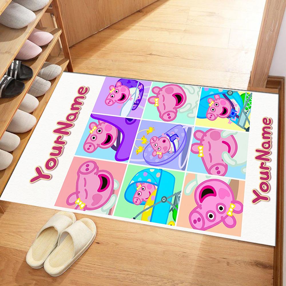 Peppa Pig Customize Your Name Floor Mat Design for Decorate room Foyer Bedrooms Entryway Antislip Carpet Office home decor
