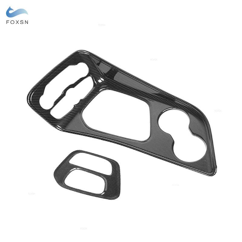 For Dodge Challenger 2015-2022 LHD ABS Carbon Fiber Style Car Center Console Gear Shift Panel Water Cup Holder Cover Frame Trim