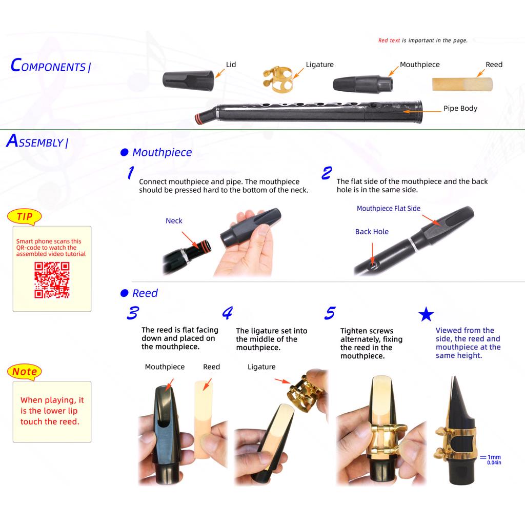 HiXing Мини-карманный саксофон саксофон до мажор из АБС-пластика с мундштуками 10 тростями и сумкой для переноски духовой инструмент