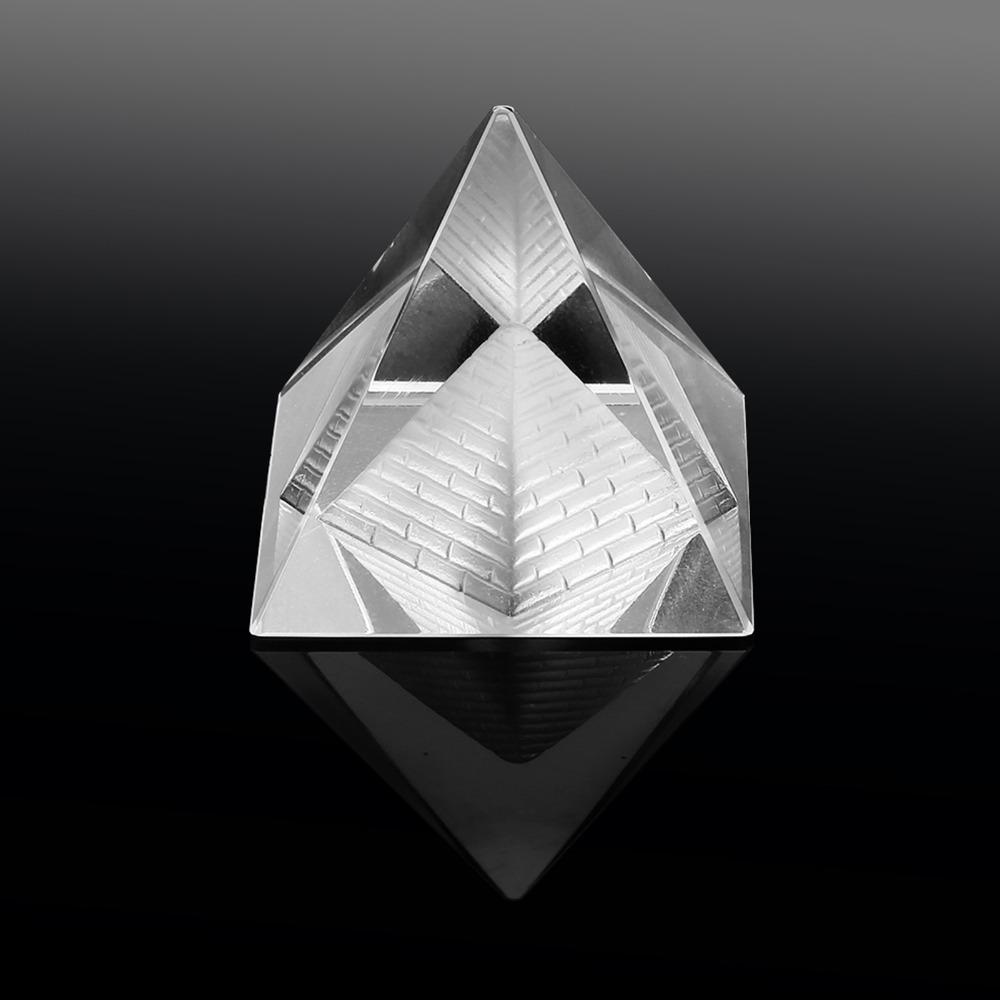 Crystal Quartz Stone Carving Clear Pyramid Ornament Crystal Pyramid Figurine Meditation Tool