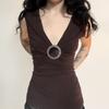 Vintage Bottoming Shirt V-neck Gem Ring Decoration Waist Slim Knitted Vest Wind Spice Girl Top