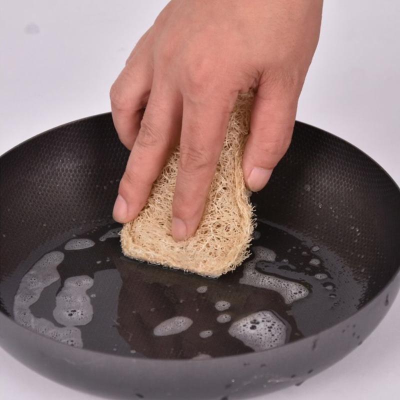 Полотенце для мытья посуды из люфы не повреждает сковороду, салфетка для удаления масляных пятен, щетка для мытья посуды из шелковой тыквенной мякоти