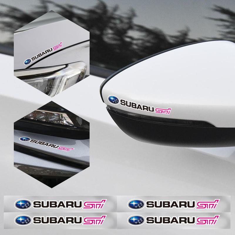 1Set/4Pcs Car Emblem Stickers Rearview Mirror Wiper Decals Accessories For Subaru STI Forester Impreza Legacy Outback XV BRZ WRX VV444