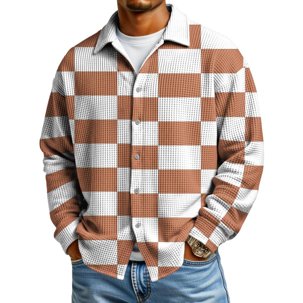 Мужская повседневная рубашка с длинным рукавом на пуговицах