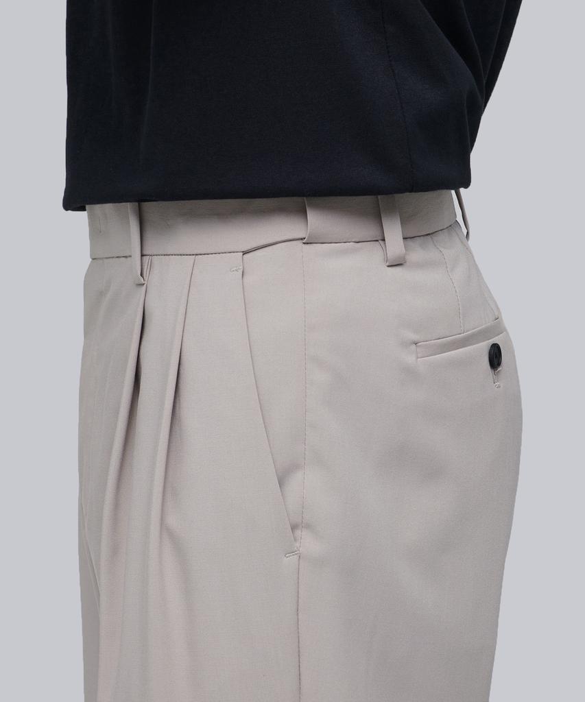 MUSINSA STANDARD [Cooltandard] Real Wide Hidden Elastic Waist Slacks [Light Beige]