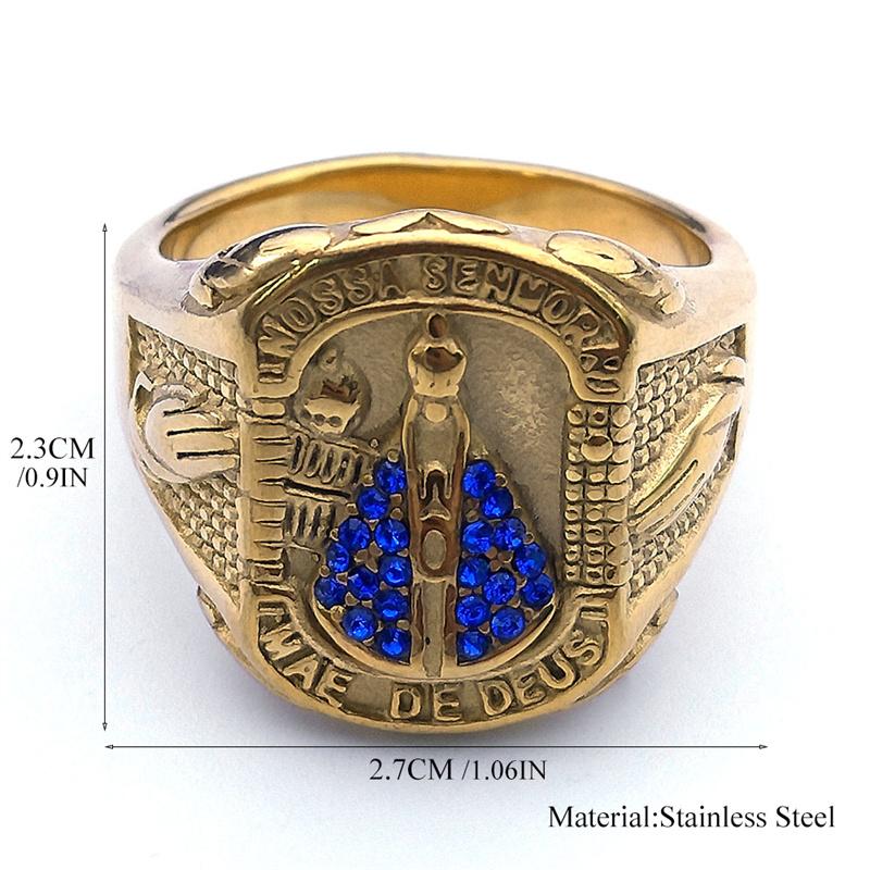 Кристалл Богоматери Апаресиды Бразилия Nossa Senhora Кольцо Мужское Нержавеющая Сталь Кольца Девы Марии Ювелирные Изделия Подарок Бойфренду RRR514S05