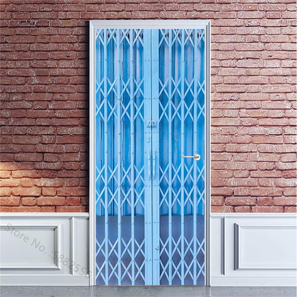 PVC Self-Adhesive Waterproof Door Sticker Modern Simulation Door Mural Wallpaper Living Room Study Home Decor Art Door Poster
