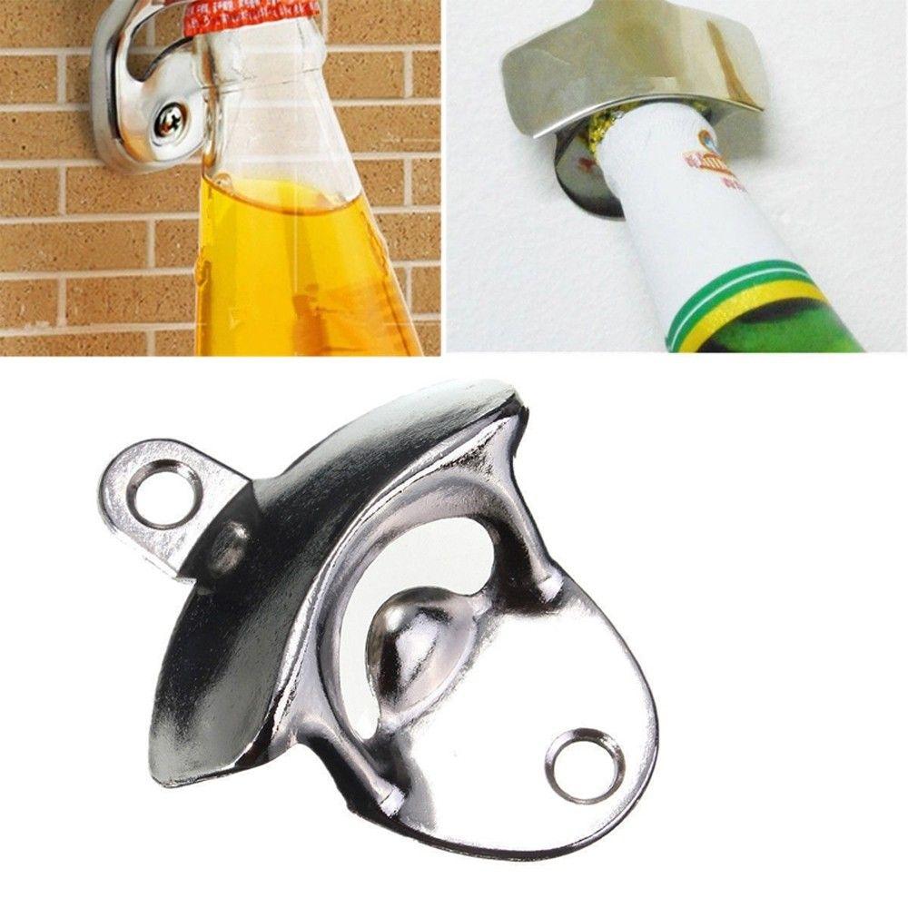 Stainless Steel Bar Beer Soda Cap Tools Fixed Wine Opener Wall Mounted Opener Bottle Opener