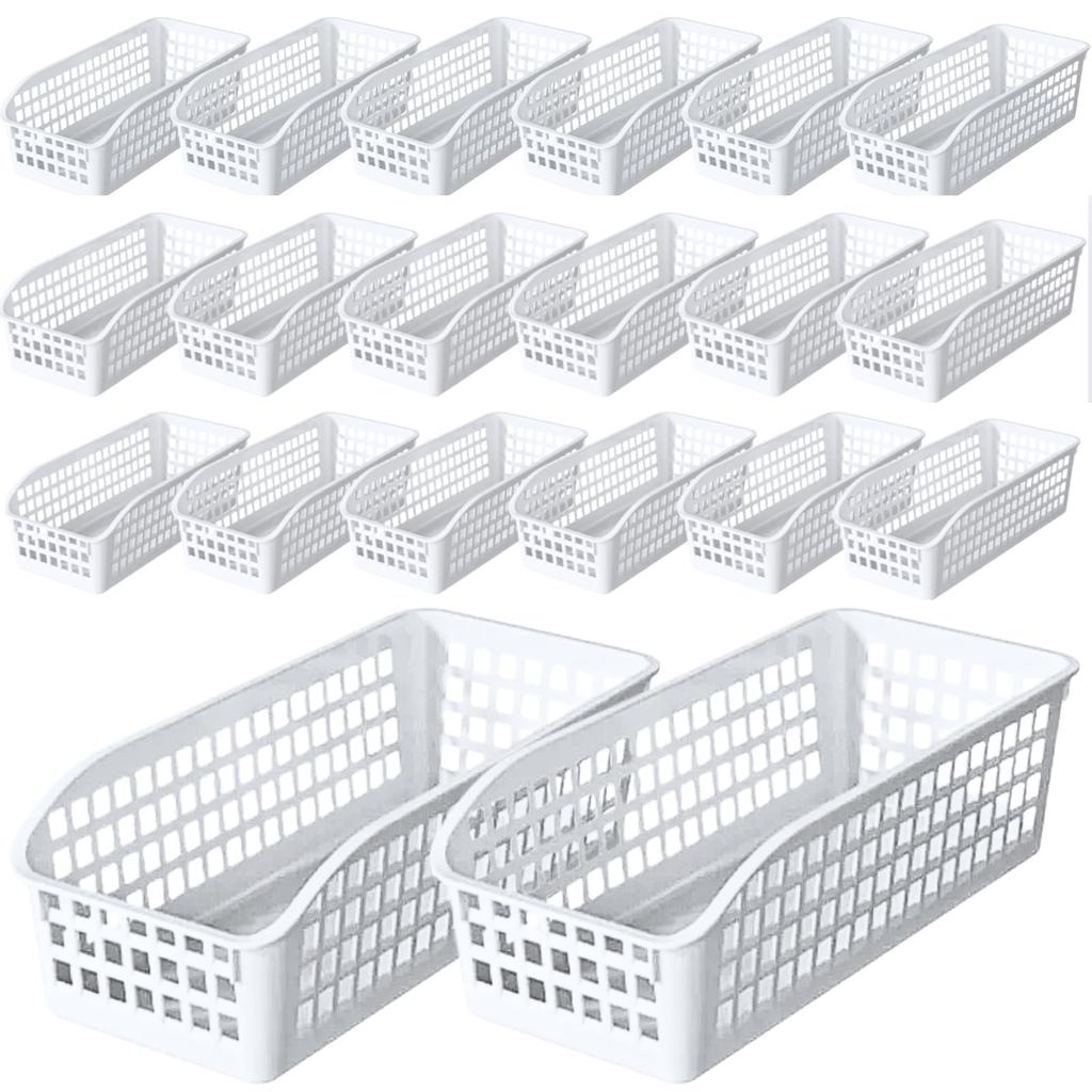 Dotcom Prime Basket Organizer, Kitchen Storage Box, Tabletop Storage Box, White, Set of 20