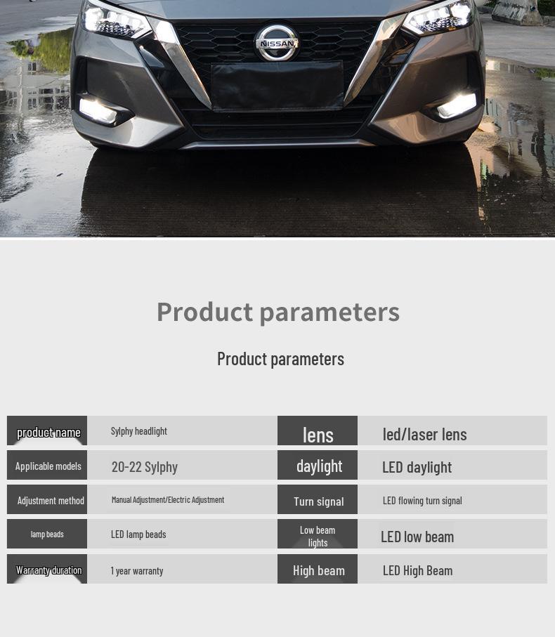 Sylphy 14th Gen 20-22 LED Daytime Running Lights Laser Bi-Xenon Headlight Assembly