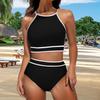 2 шт./комплект женский комплект бикини бюстгальтер с завязками на шее и спине-борцовкой высокая талия плавки комплект
