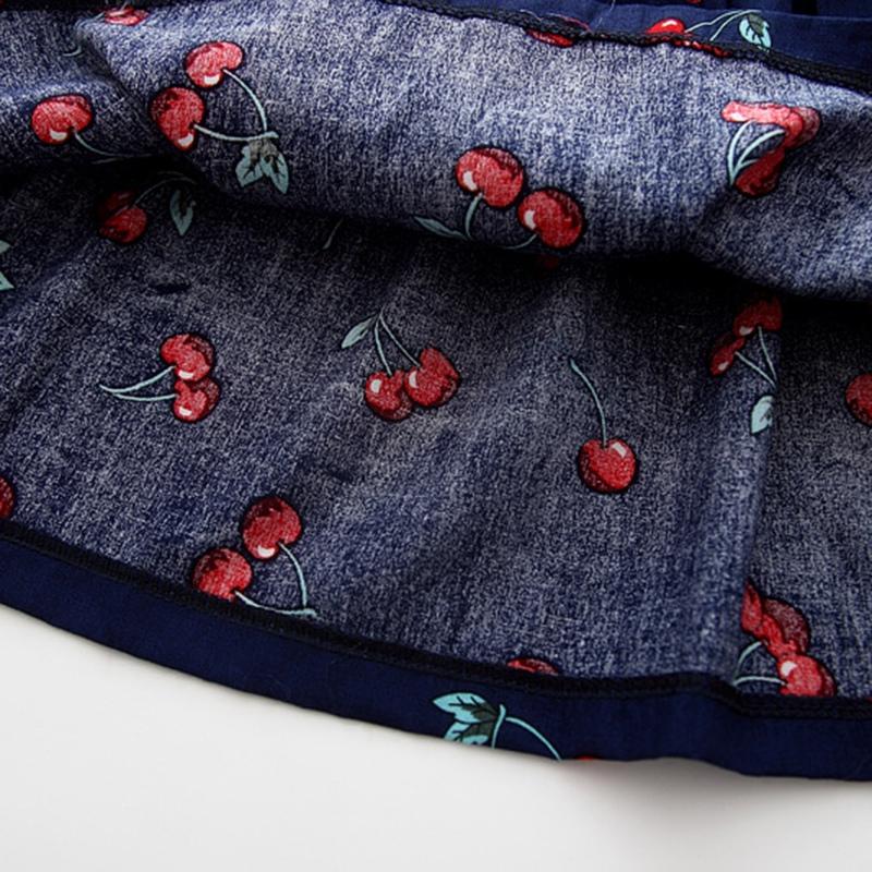 Платье с короткими рукавами и принтом вишни для девочек 2–9 лет, летний сарафан