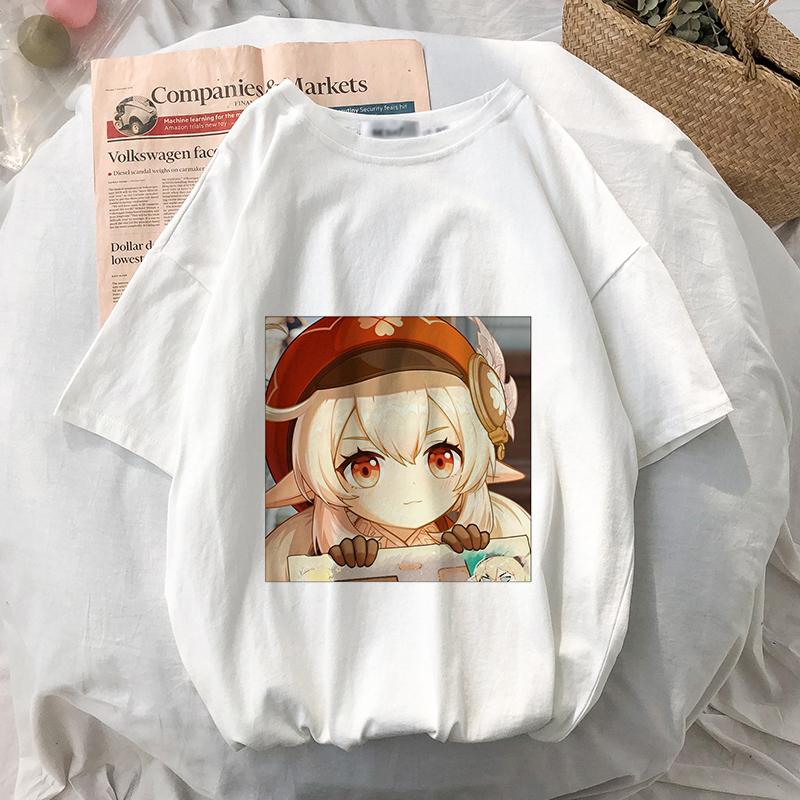 Женская футболка Аниме Игры Genshin Impact Негабаритная футболка Kawaii Графические футболки с короткими рукавами Унисекс Harajuku Одежда Топы Футболка