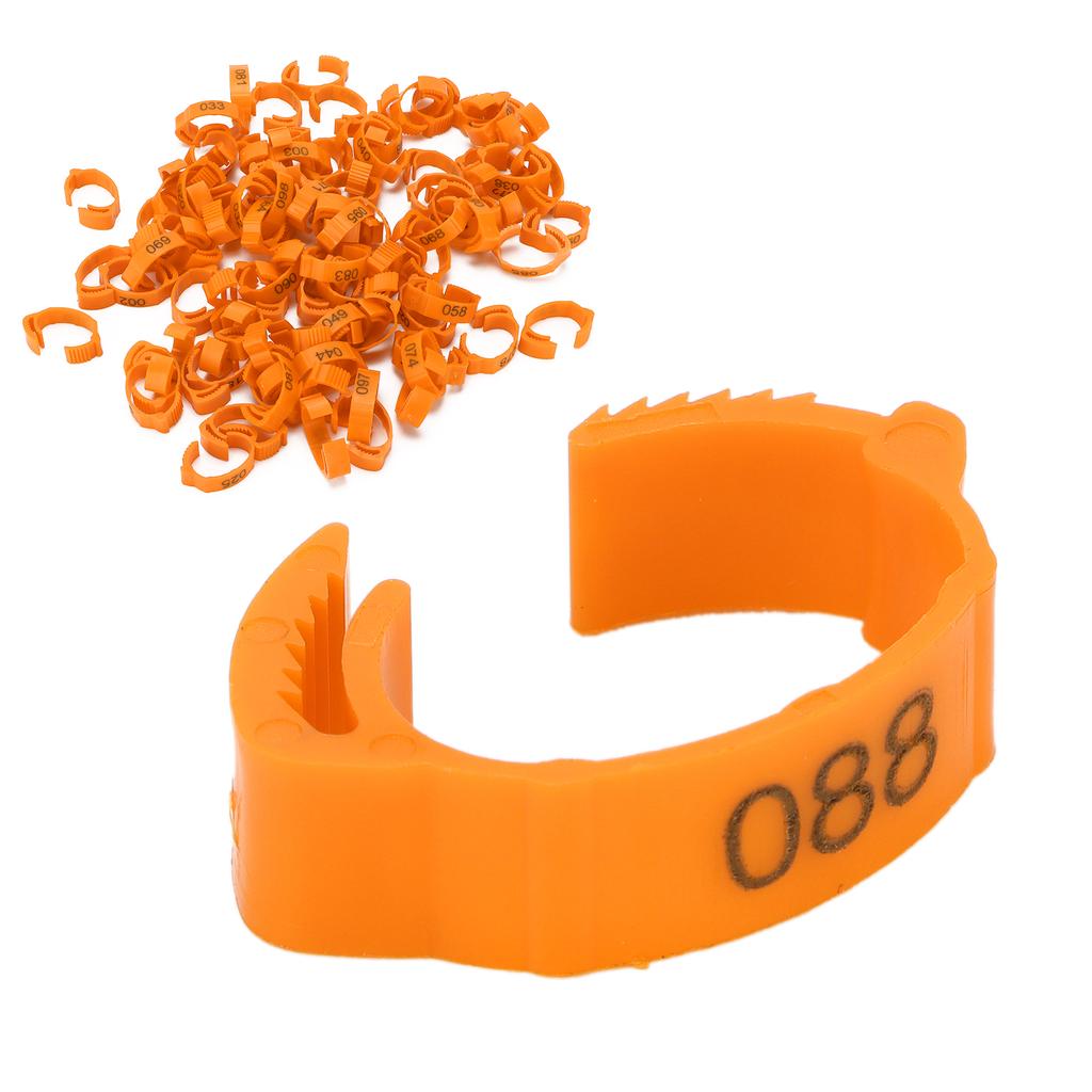 100Pcs Poultry Foot Rings Identification Leg Buckle with Numbers for Chicken Duck Bird