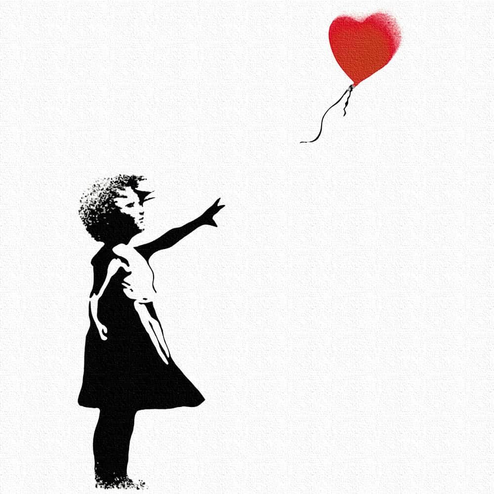 Liv Banksy Design Officially Licensed in Japan Balloon Girl Graffiti Street Poster 57cm x 57cm Made in Japan Stylish Interior Decor Living Room Decor