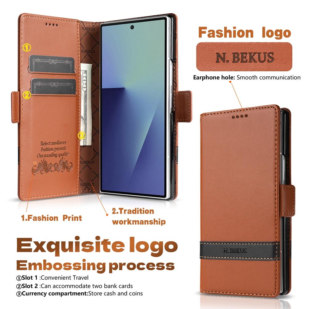 Leather Case For Samsung Galaxy Z Fold 8 Ultra 7 6 5 4 3 Fold8 Fold7 Fold6 8Ultra 8U Wallet Card Slot RFID Blocking Phone Case