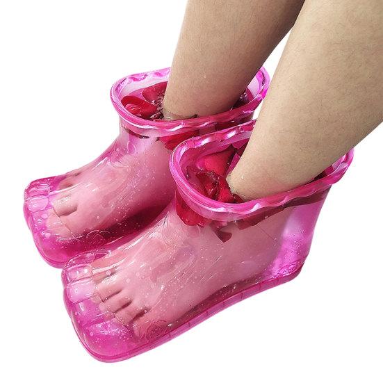 1 Pair Massage Foot Bath Shoes, Portable Feet Soaking Tub Feet Spa Shoes, Pedicure PVC Tall Foot Soaker for Foot Massage Relax