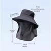 Outdoor Fisherman Hat Wide Brim Bucket Hat with Neck Cover Men Summer Breathable Mesh Sun Protection Visor Anti UV Cap Unisex