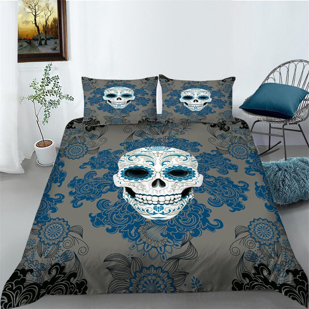 3D Skull Duvet Cover Bedroom Decor Youth Bedclothes Fashion Bedding Cover Suit