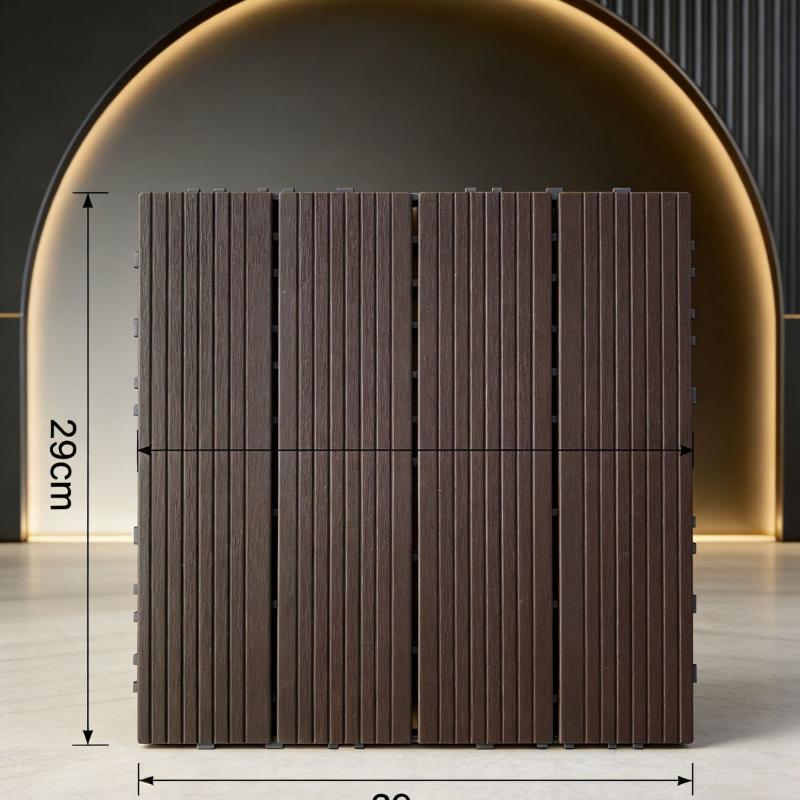 Outdoor Waterproof Balcony Flooring Wear Resistant Wood Plastic Composite Tiles Easy Install for Patio Porch Pool Side