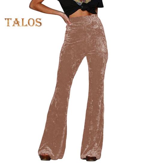 Женские расклешенные брюки, эластичные, с высокой талией, однотонные, широкие брюки, приподнятые до бедер, бархатные, рабочие брюки для отдыха, повседневная одежда