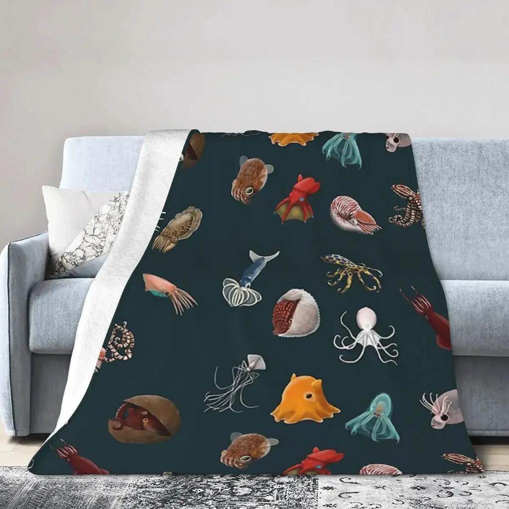 Cephalopod Collection Blankets Soft Warm Flannel Throw Blanket Cover for Bed Living Room Picnic Travel Home Couch