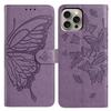 For iPhone 16 Pro Max Case Butterfly Imprinted Wallet Stand PU Leather Flip Phone Cover with Strap