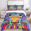 3pc Froggy Colors Cover Set - 1 Quilt Cover + 2 Pillowcases, All Seasons Bedroom Setting, Perfect for Home073