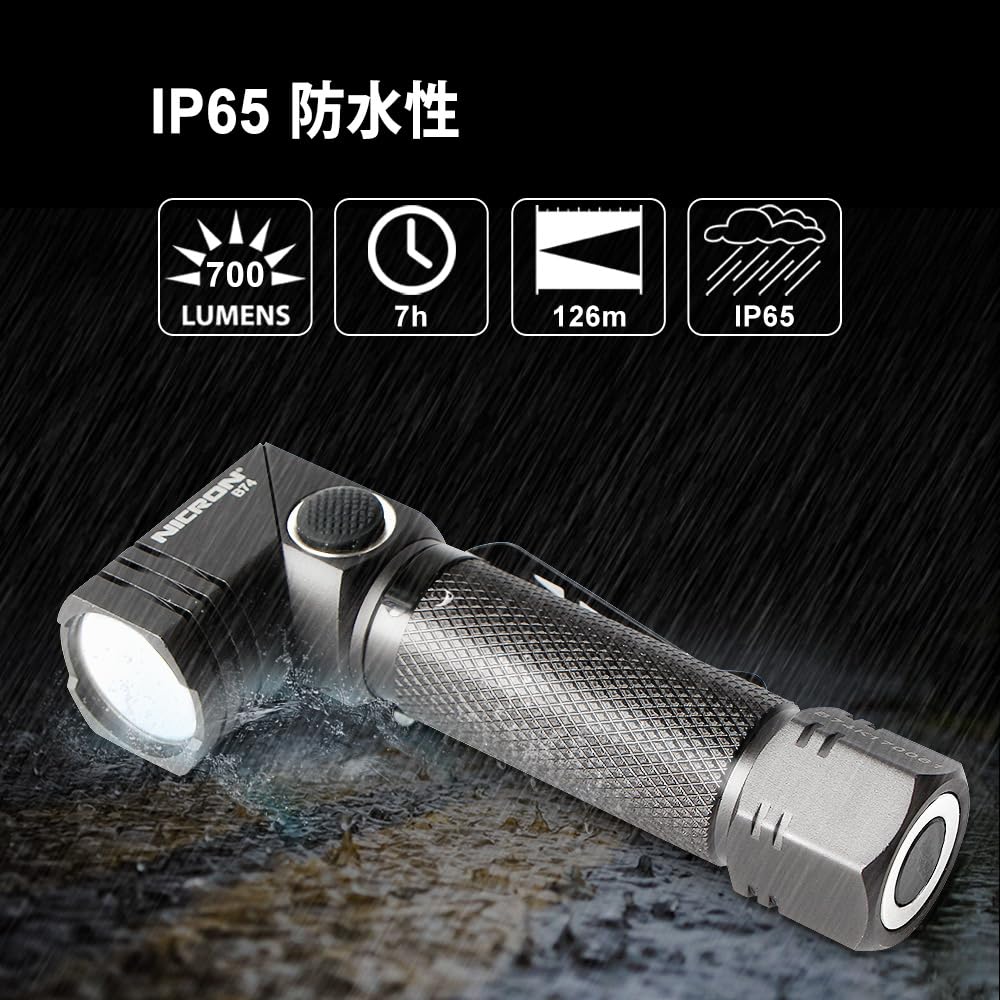 NICRON Светодиодный ручной клип на грудь, горный, черный свет, L-образный, поворотный, в комплекте, магнит, свет, маленький, hands-free, компактный, портативный, для улицы,