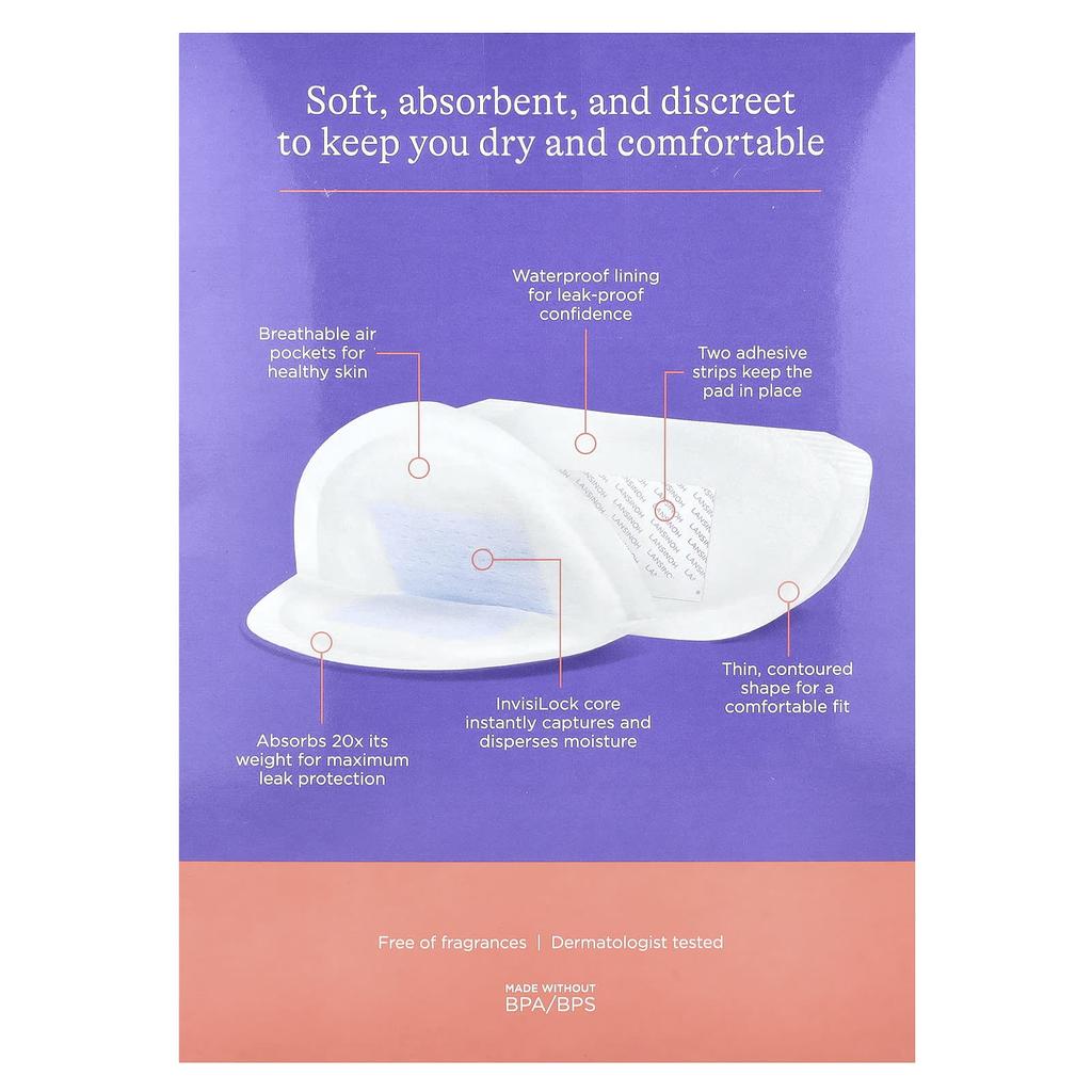 Lansinoh Прокладки для кормления грудью Stay Dry, 60 шт. в индивидуальной упаковке