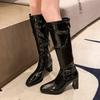 Fashion High Boots Women Knee High Heels Shoes 2025 Trend New Party Chunky Gladiator Chelsea Boots Luxury Brand Woman Pumps Botas Mujer