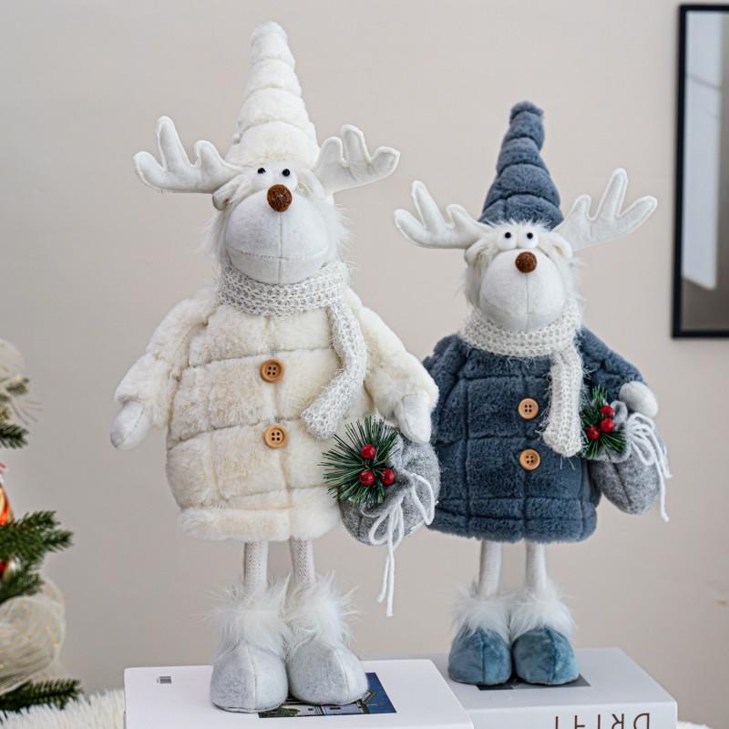 Christmas Reindeer Plush Toy Decorative Figure Holiday Window Display Home Party Ornament