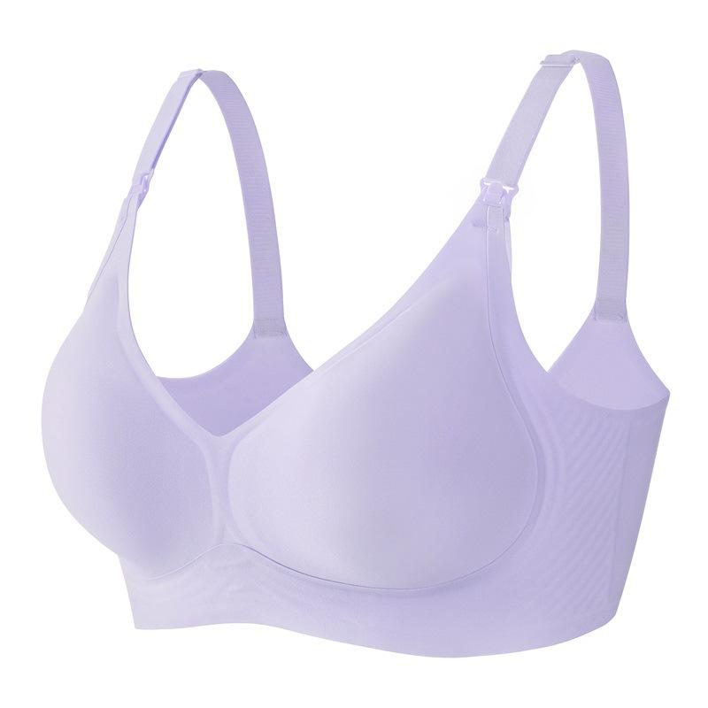 Seamless Soft Support Postpartum Nursing Bra Gathered To Prevent Sagging Feeding Fixed Cup Large Breast Lift Maternity Bra
