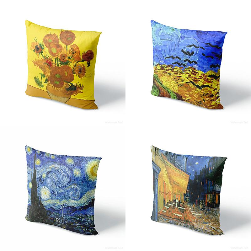 45x45 см Картина маслом Ван Гога наволочка для дивана Чехлы для подушек Подсолнух Ночная наволочка для дивана Наволочка для украшения дома