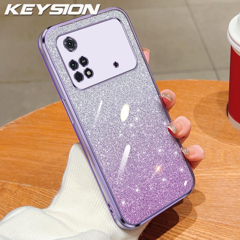KEYSION Роскошный чехол-бампер с покрытием и блестками для Xiaomi POCO M4 Pro 4G 5G, прозрачный, из мягкого ТПУ, противоударная задняя крышка для POCO M4 Pro 5G