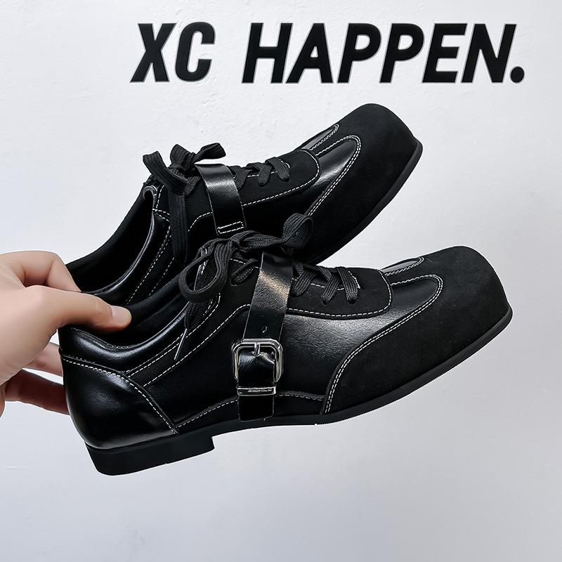 Туфли дерби мужские кожаные туфли кожаные низкие ботинки Martin простые толстые подошвы черные туфли для повседневного ношения 14707-A