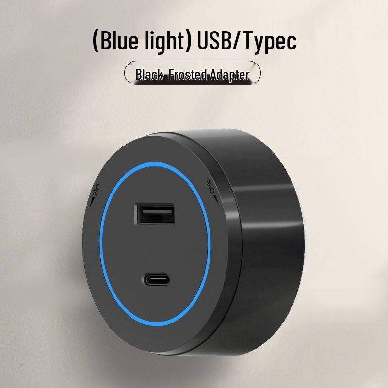 Универсальная черная трековая многофункциональная сетевая розетка с USB и индукционной подсветкой