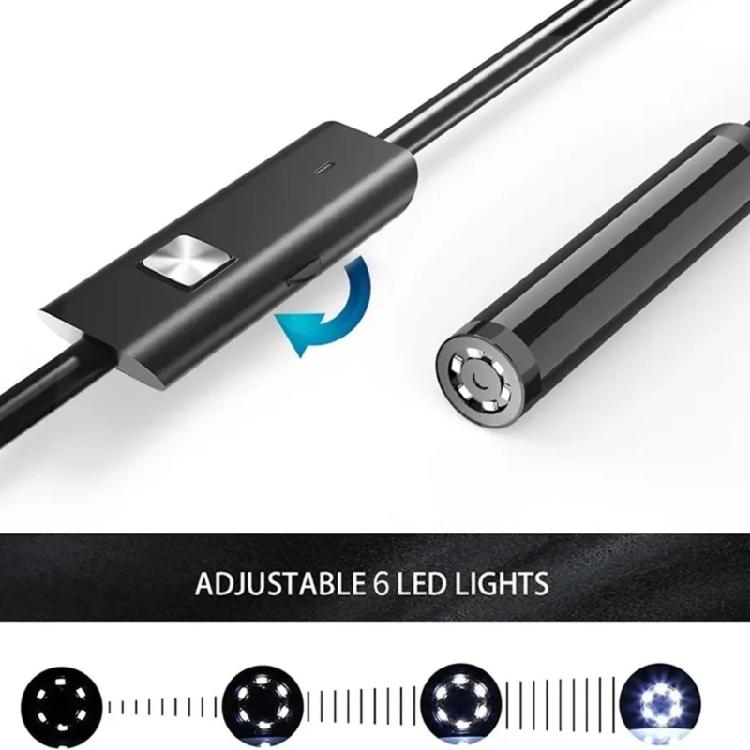 Эндоскоп USB Type-C 7 мм Гибкая Инспекционная Камера Водонепроницаемая Регулируемая Светодиодная Подсветка для Смартфонов Планшетов Компьютеров