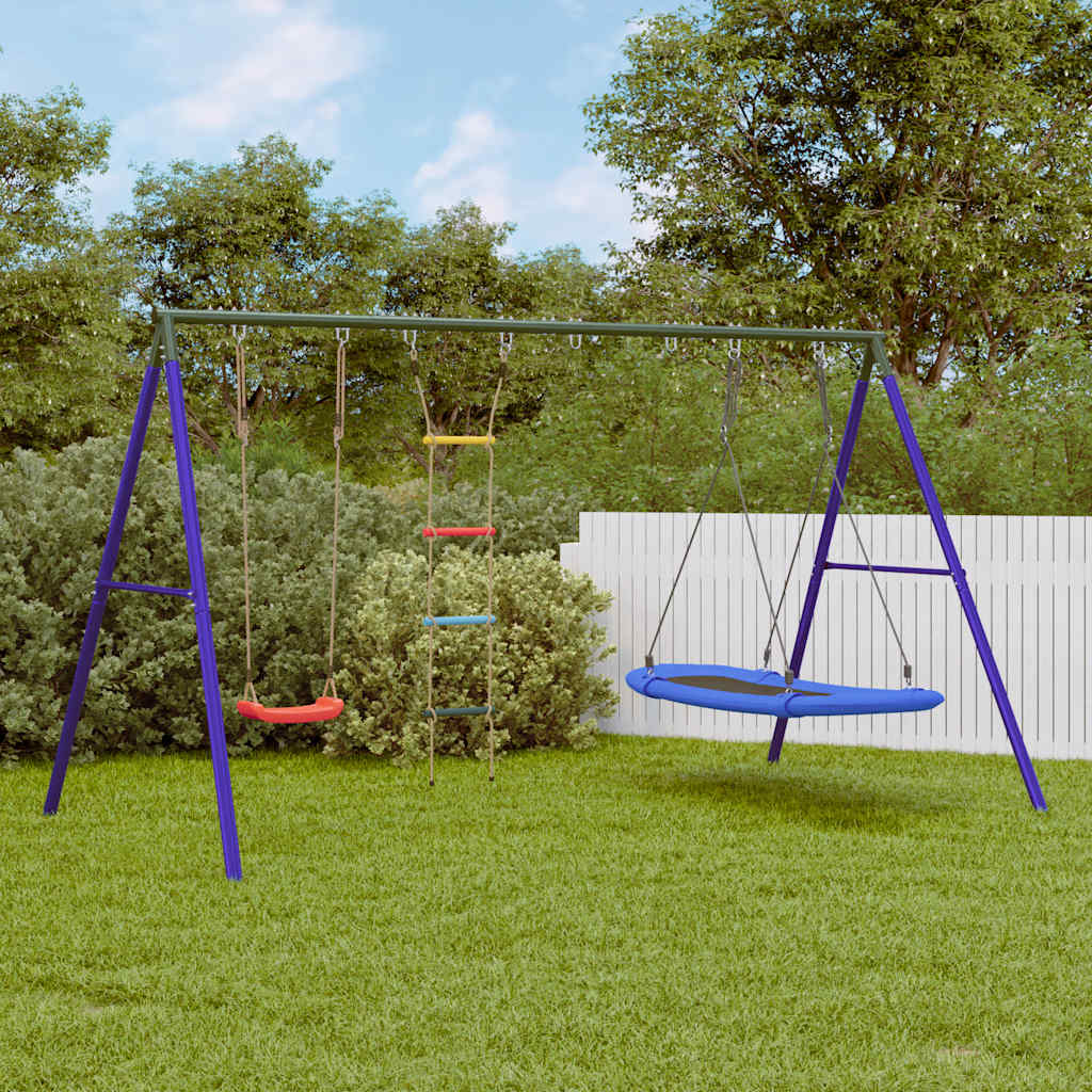 Swing Set with Swing Seat Rope Ladder and Nest Swing