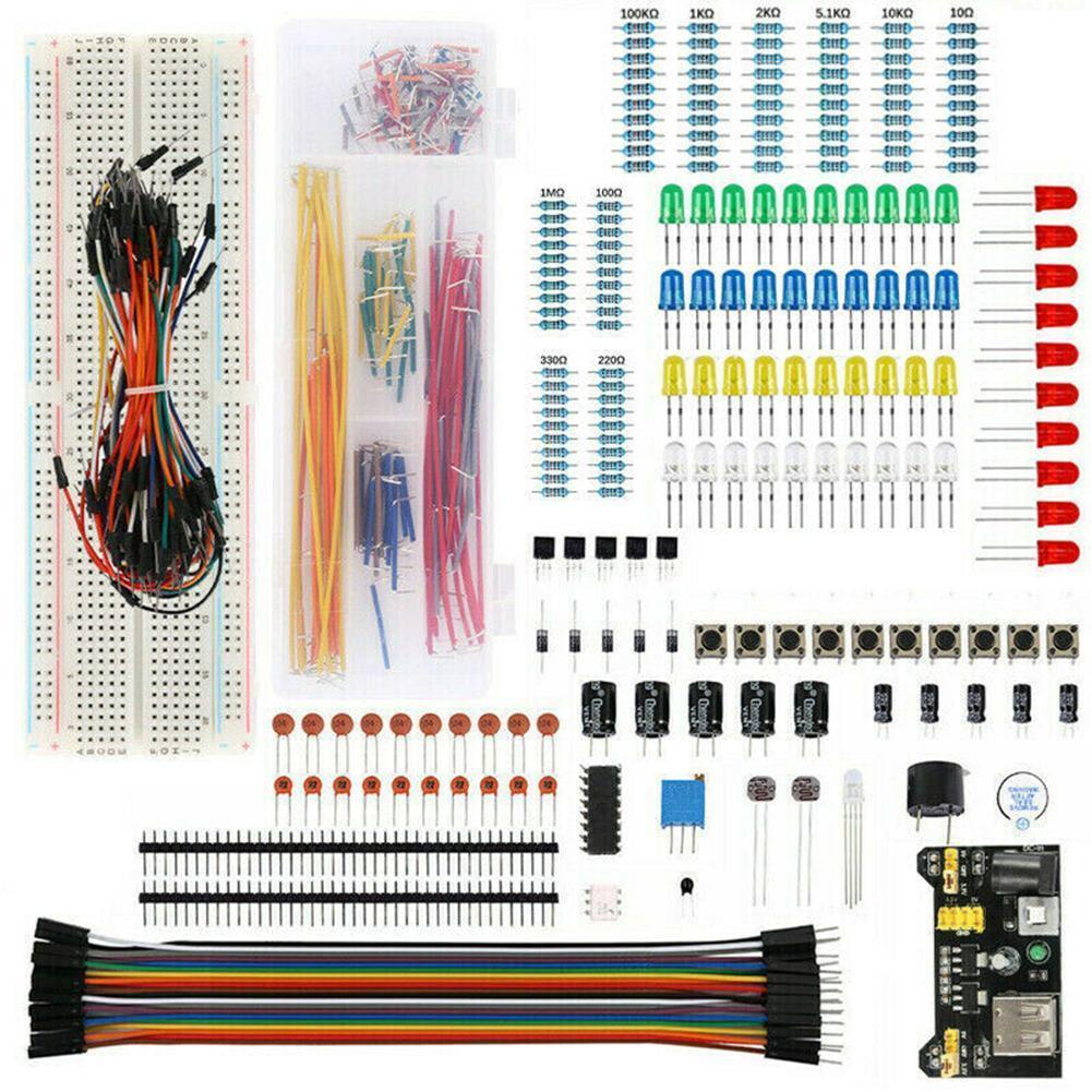Для Arduino 45 в 1 Набор для начинающих с датчиками и модулями, с макетной платой на 830 точек для Arduino R3, набор электронных компонентов в коробке