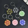 6 Pcs Poker Keychain Bag Decoration Pendant Polished Metal Ring Lightweight Acrylic Key Ring Charm Poker Lover Accessory