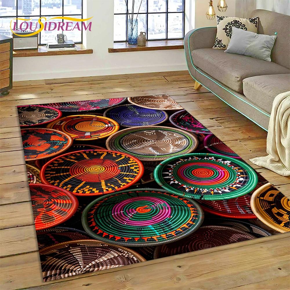 VIKAMA Colorful Flower Woven Art Mandala Rug, Non-Slip Carpet For Living Room, Bedroom, Sofa, Home Decor, Doormat