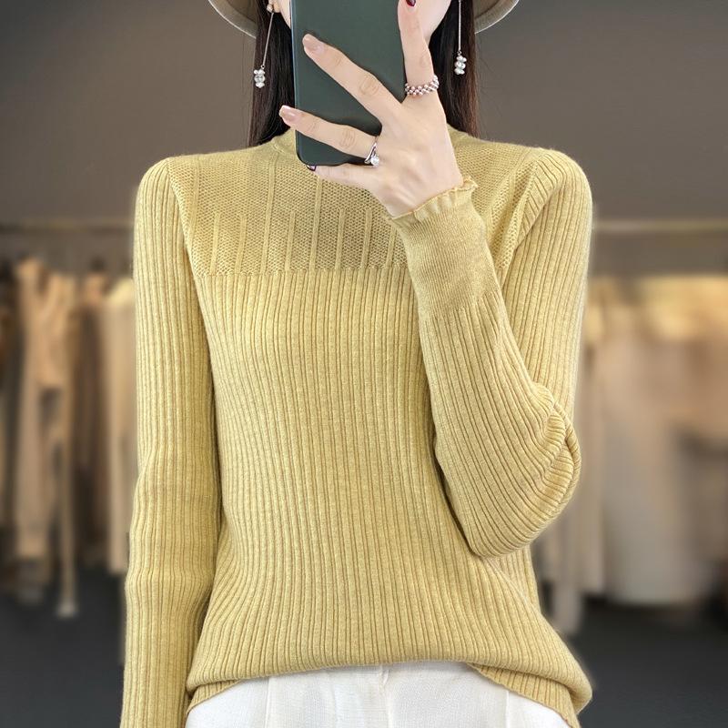 INDFS Женская мода Повседневный Осень Зима Однотонный Принт Длинный Рукав Полуводолазка Свитера