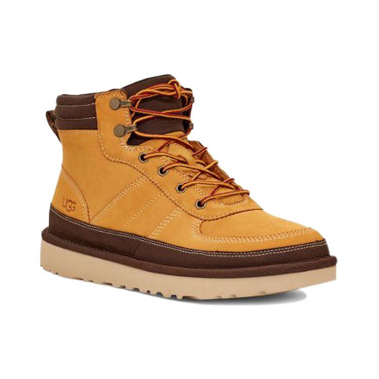 UGG Highland Non-Slip Work Boots Top Layer Cowhide Warm Short Outdoor Boots Men Boots Tan 1112991-WHEA