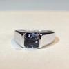 S925 Sterling Silver Unisex Ring with Gray & Black Diamond Ice Flower Cut