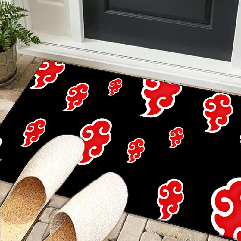 Anime Red Clouds On Black Background Office Rug Chair Mat, Game Carpet, Suitable for Front Door, Bedroom, Living Room, Desk, Holiday Gift