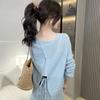 Женский вязаный кардиган Ice Silk - корейский стиль, легкий, короткая шаль с разрезом сзади и завязкой, идеальная верхняя одежда с защитой от солнца