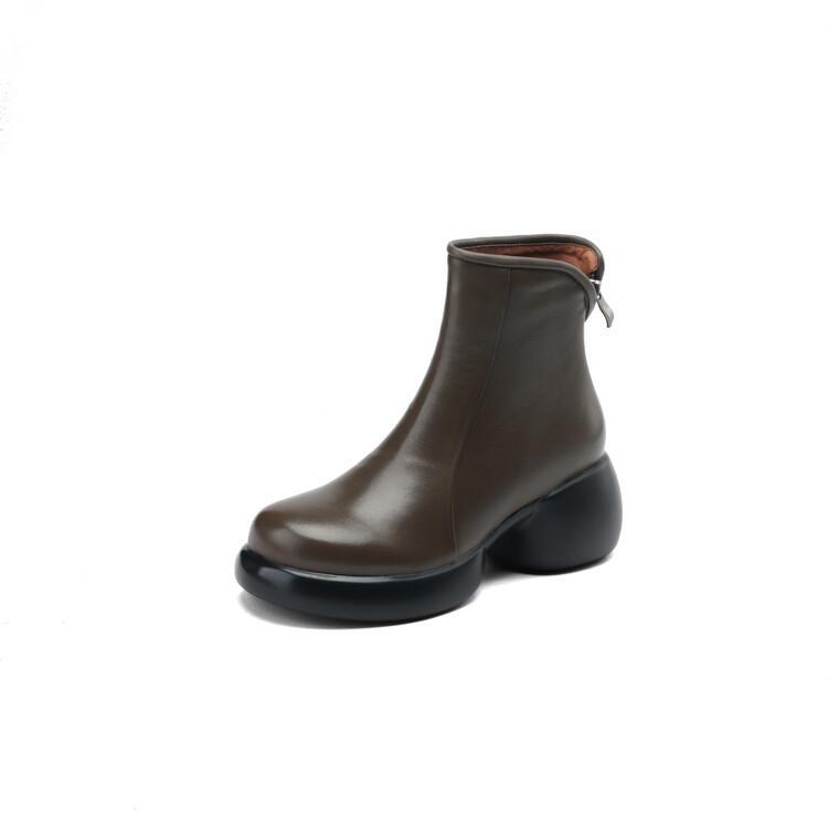 Модные женские короткие ботинки 2024 года, зимние новые, из натуральной кожи, на толстой подошве, в британском стиле, удобные модные ботинки, повседневная обувь для уличных прогулок