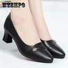 High Heels Single Shoes Women's Leather Shoes Spring and Summer Mid-heel Chunky Heels Casual Shoes Pointed Shoes