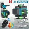 FASGet 16 Lines 4D Laser Level Vertical Horizontal Cross Line Self-leveling Laser Level 360° with Extension Bar Tripod Stand